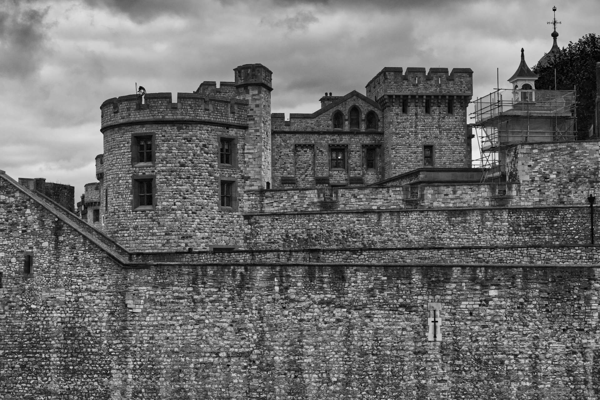 Tower of London walls and battlements - setting for the Ceremony of the Keys